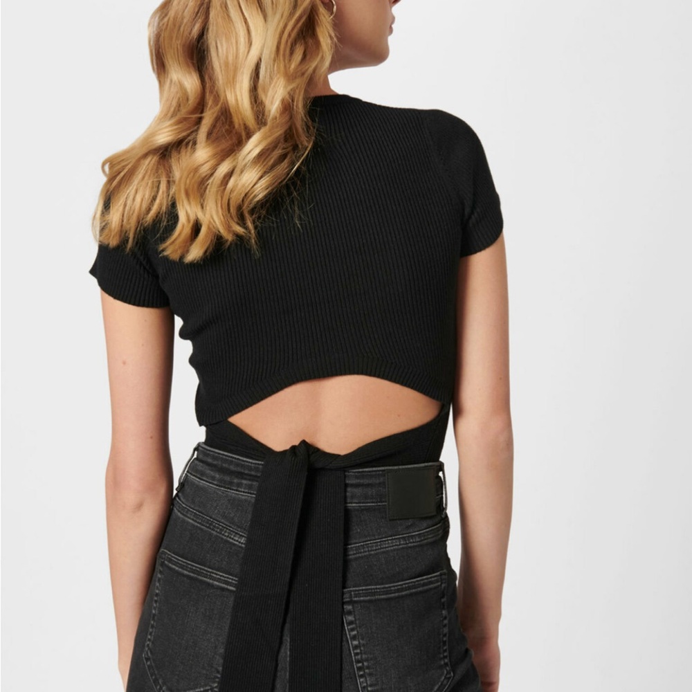 Black Ribbed Cut-Out Top